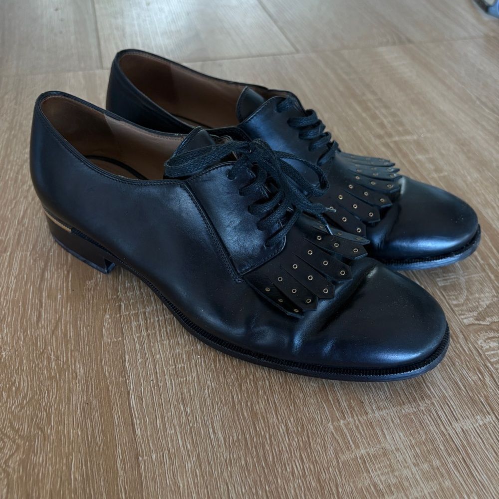 Vintage Salvatore Ferragamo Kiltie Oxford • Black Leather • Women’s 7C